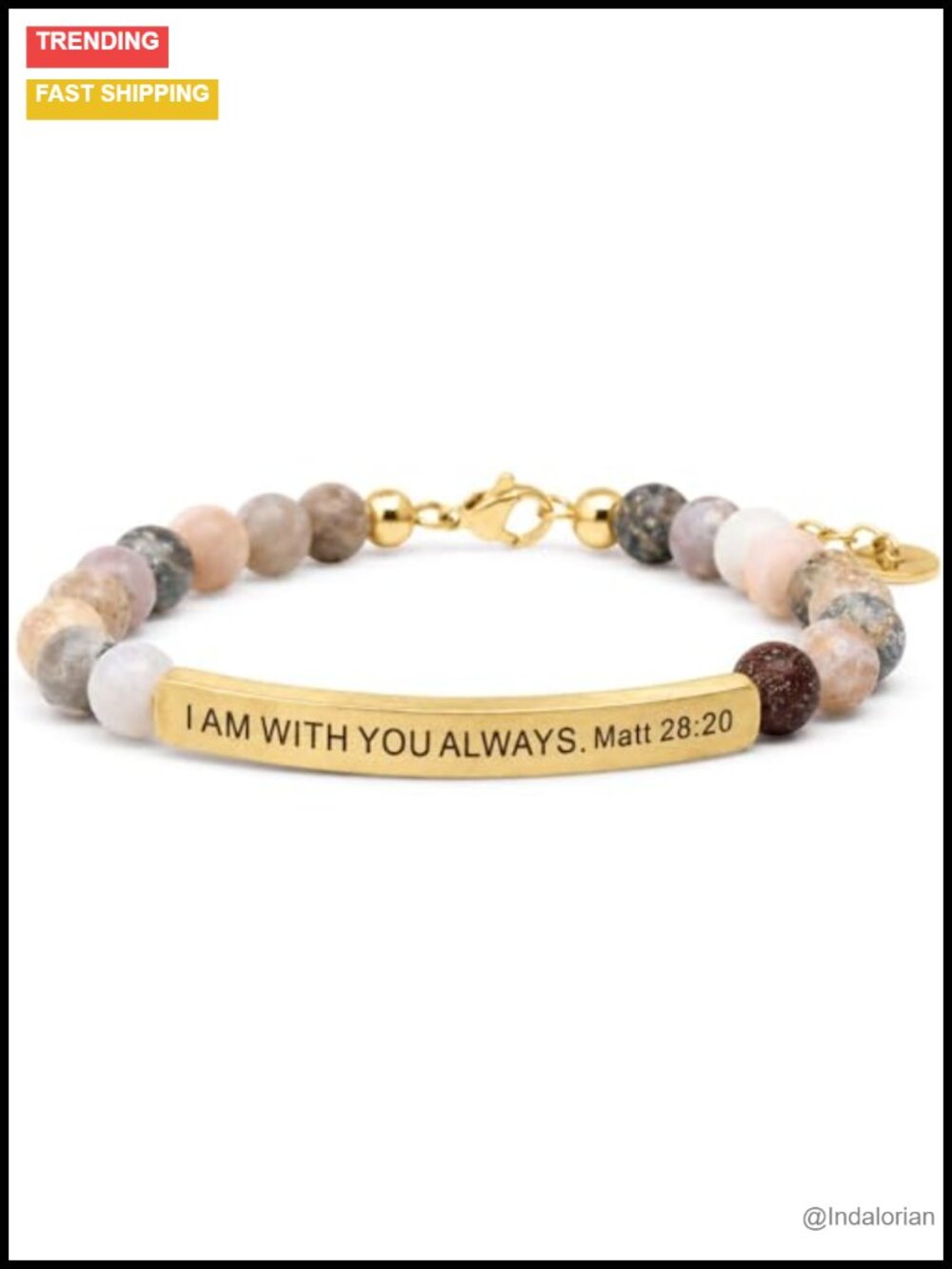 Faith-Based Stretch Bracelet with Engraved Stainless Steel Bar